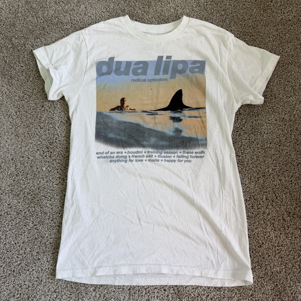Dua Lipa Radical Optimism Shirt Womens Small White Album Graphic Tee T-Shirt